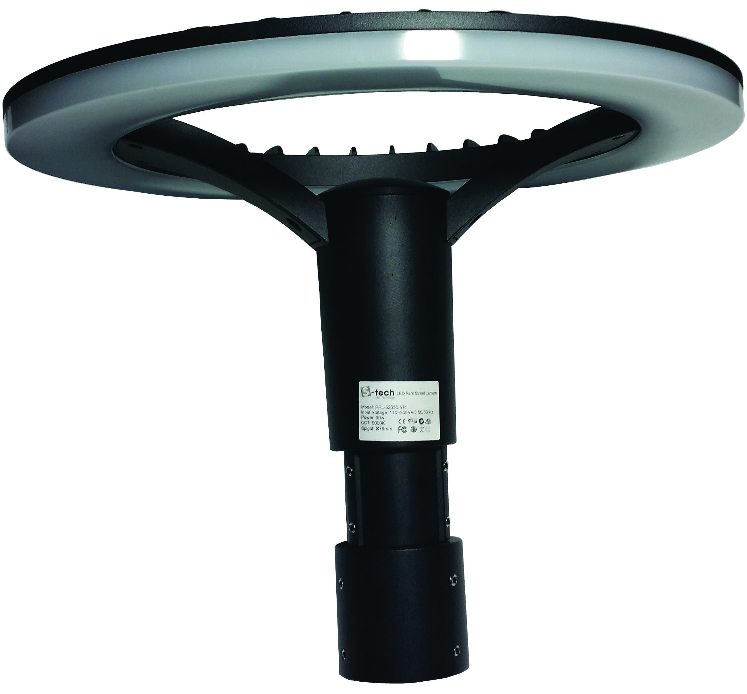 Other view of S-Tech - 30w LED Halo Post Top Light - Cool White - 100~240VAC - 520mm Dia - Spigot Size 62mm - PPL-52030-2-VR