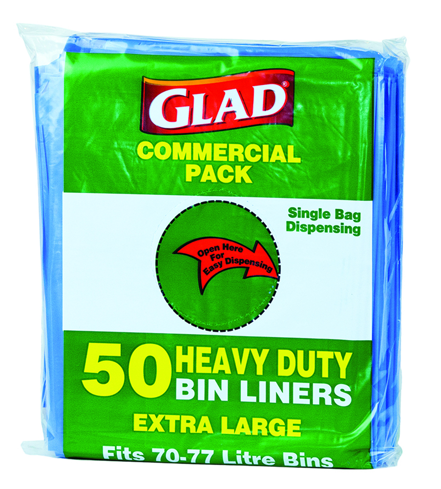 Other view of GLAD - ® Heavy Duty Bin Liners - XLarge - 70-77L - Blue - Pack of 50 - Carton of 10