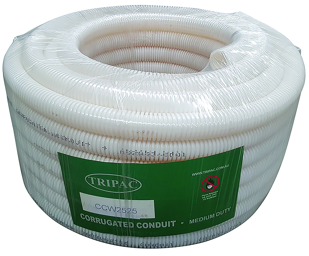 Other view of Tripac - Conduit Corrugated White 25mm 25M Roll - CCW2525