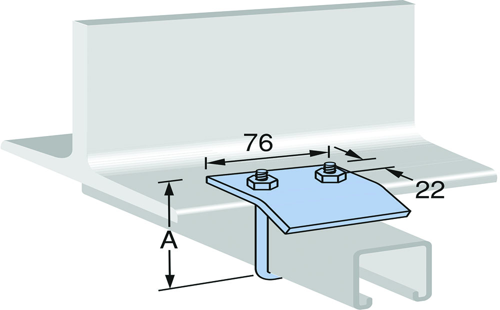 Other view of Unistrut P2786SS - Clamp Beam with U-Bolt - 316 Stainless Steel - 76mm x 22mm