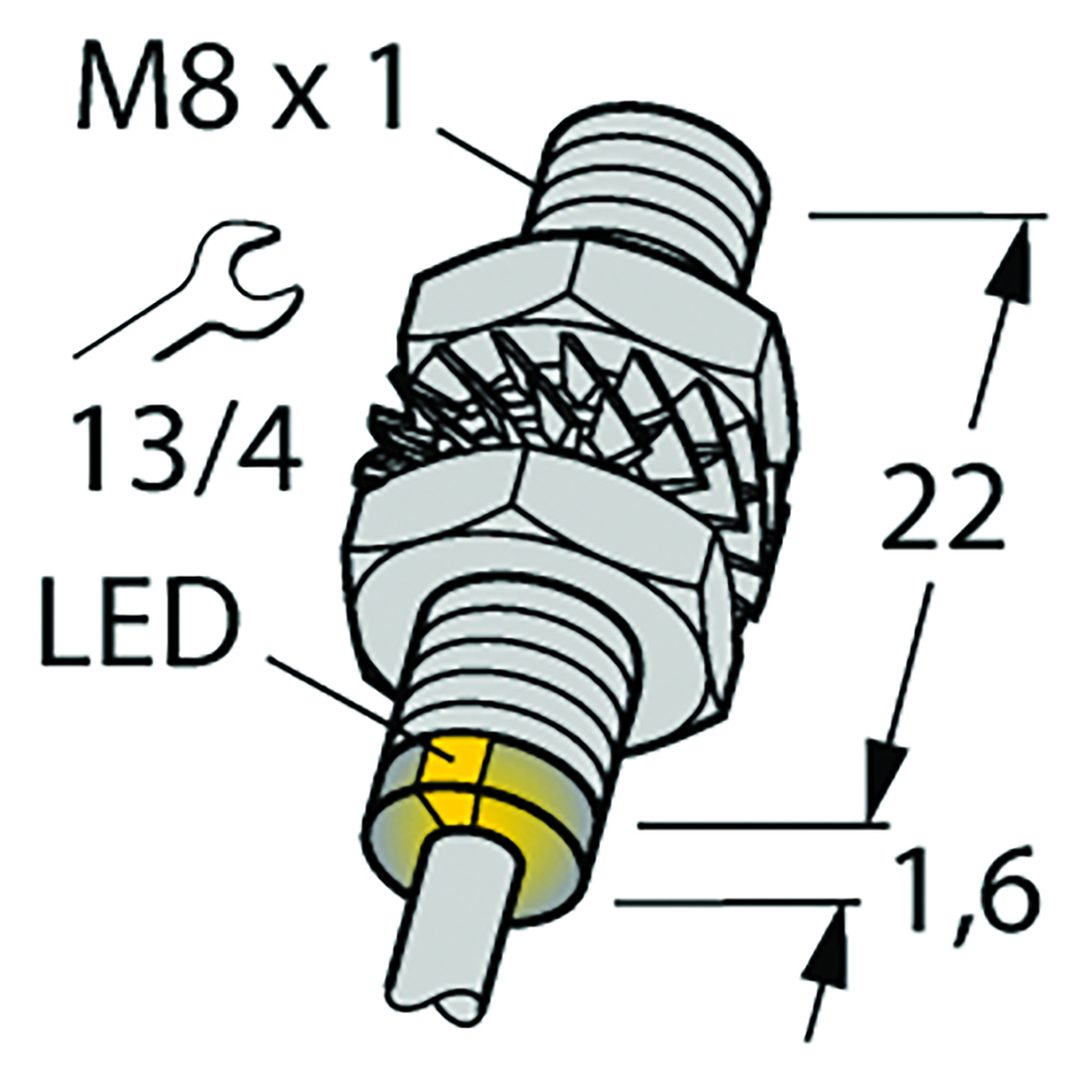 Other view of Turck - Inductive Sensor - Threaded Barrel - M8 x 1 - DC 3-Wire - 10-30 VDC - Stainless Steel - BI1.5-EG08K-AP6X