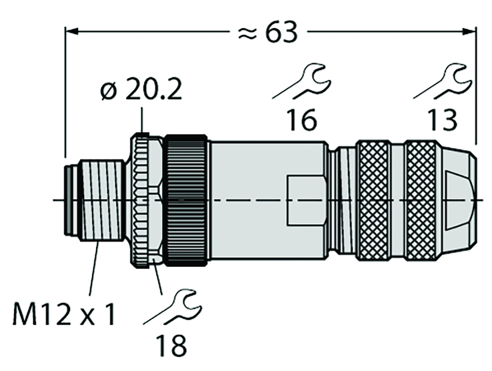 Other view of Turck - Field Wireable Male Connector Straight - 8 Pin - Screw-Clamp Terminal - CMBS8181-0