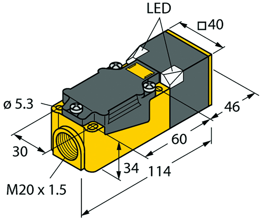 Other view of Turck - Inductive Sensor - Rectangular - Height 40 mm - DC 3-Wire -10 - 30 VDC - Plastic - NI40U-CP40-AP6X2