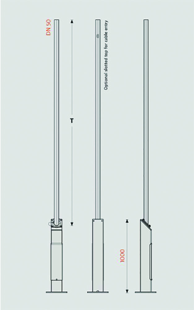 Other view of Swivelpole - Hdg 4.0M - Front Slotted Pole Top - F12-4000-PSF-HG