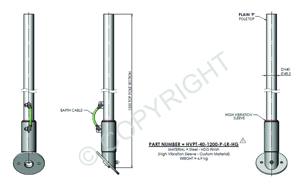 Other view of Swivelpole - Hdg 1.8M High Vibration Pole Top - HVPT-40-1800-P-HG