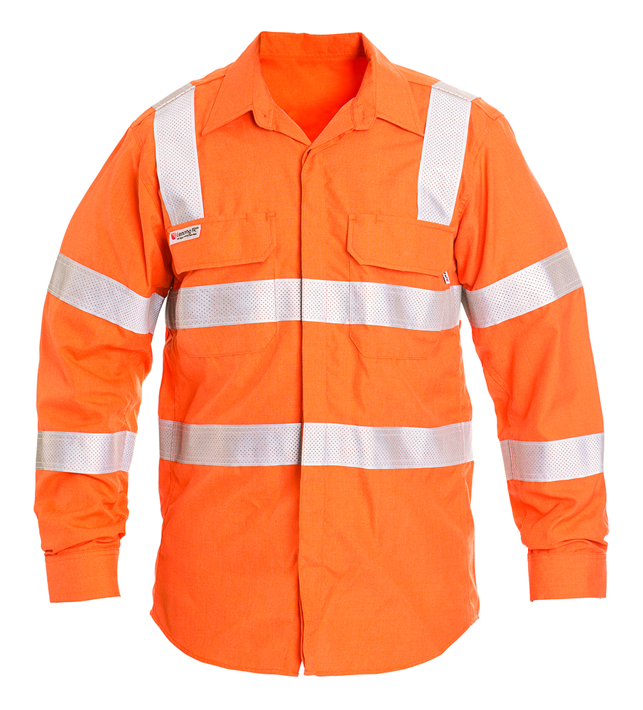 Other view of Tuffa Workwear Tuffa - Shirt - Mens - Open Front - Flame Retardant - VIC - Rail Taped - Orange - VICOFRAIL-100 ORA-XS