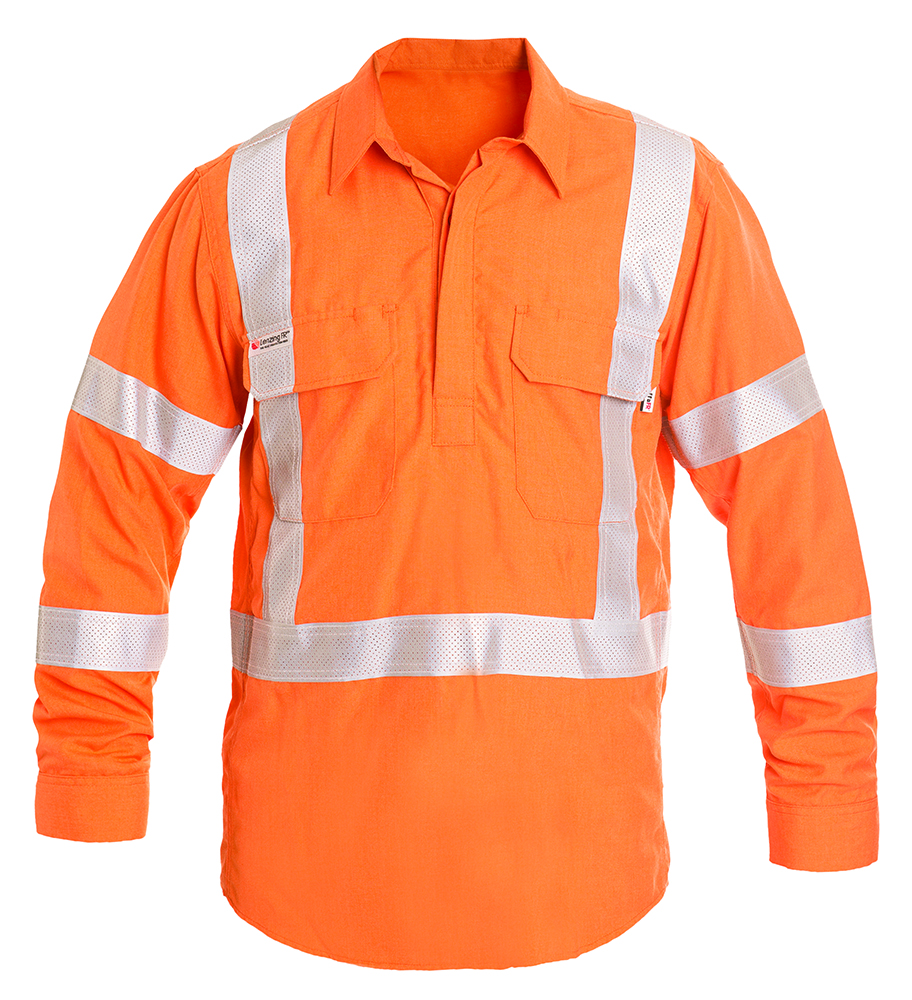 Other view of Tuffa Workwear Tuffa - Shirt - Mens - Open Front - Flame Retardant - NSW - Rail Taped - Orange - NSWOFRAIL-100-ORA-M