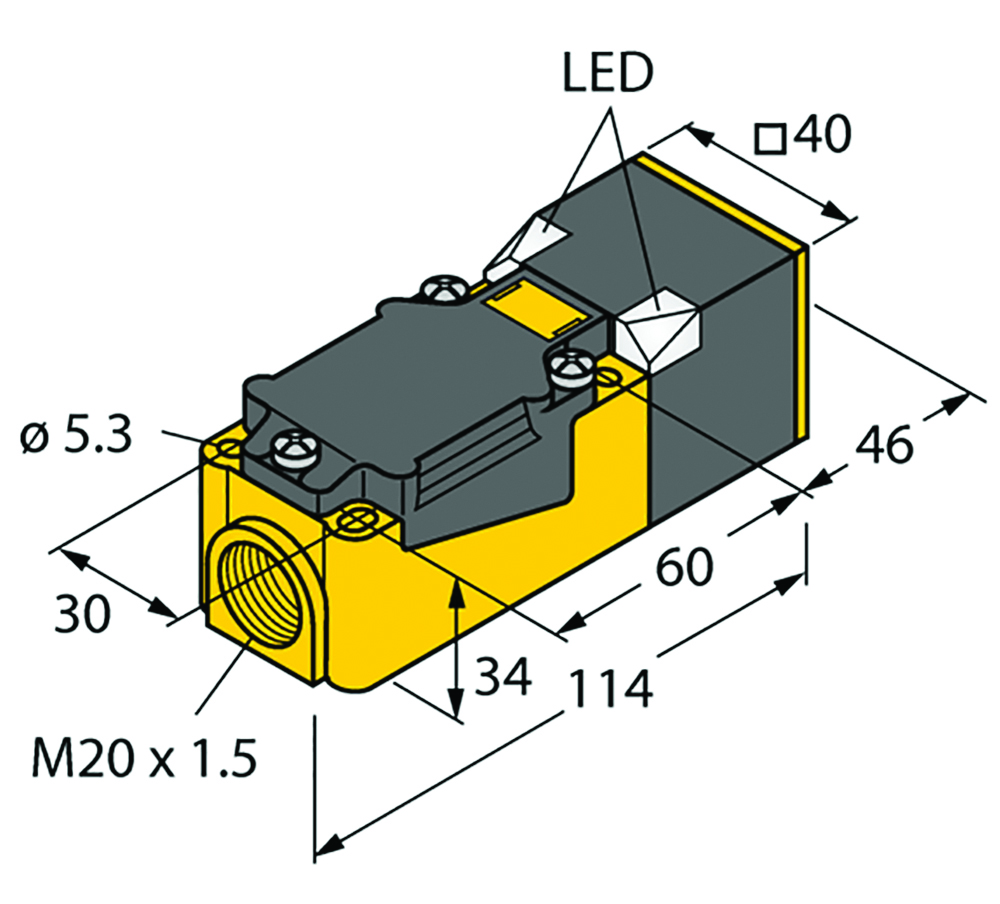 Other view of Turck - Inductive Sensor Rectanglular - Height 40mm - Variable Orientation of Active Face in 9 Directions - Plastic - IP68 - NI50U-CP40-VP4X2