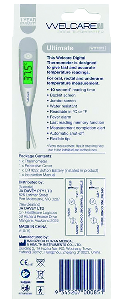 Other view of Welcare - Ultimate Digital Thermometer - 10 Second Reading Time - Jumbo Screen - Backlit Screen - WDT 303