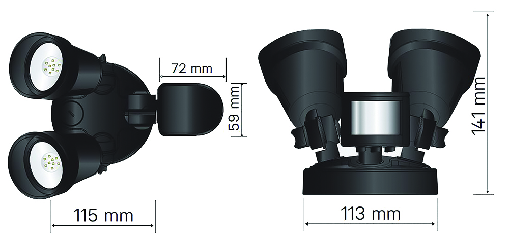 Other view of HANECO LIGHTING Haneco - Proxima Led Double Lamp - Security Light with Adjustable PIR Sensor-20W-220-240V-Beam Angle 90° - Black - 5000K - IP54 - PROXIMA20W2P-B5K-S