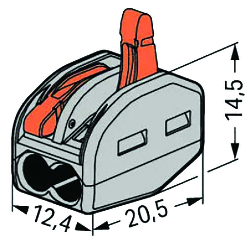 Other view of Wago - Classic 2-Pole Splicing Connector - 0.08 .. 2.5 mm² 32A with Operating Levers - Grey - Pack 50 - 222-412