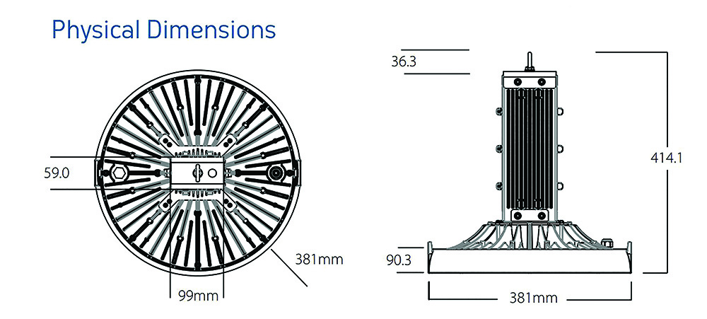 Other view of primo - High Temperature Highbay - 20K - 145W - Chain Mount - 115deg - HPHT20K145