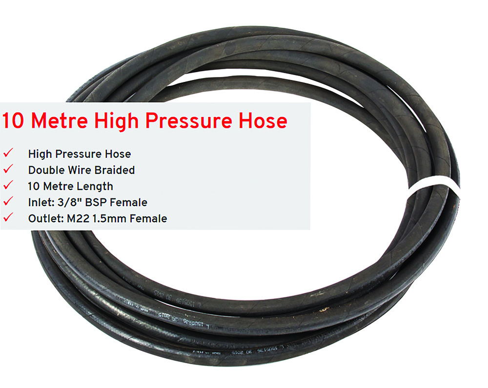 Other view of High Pressure Hose - Double Wire Braided - Inlet: 3/8inch BSP Female - Outlet: 3/8F Female (to suit fitting PA26025050) - 10m