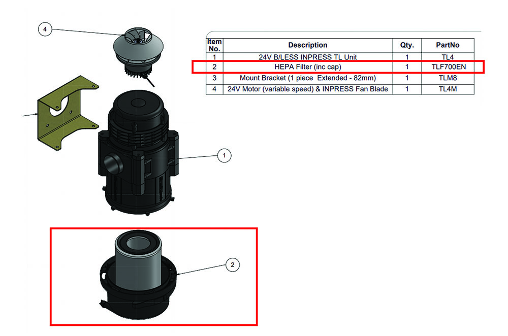 Other view of Breathesafe TLF700ENI HEPA H14 Fresh Air Filter without Water Drain