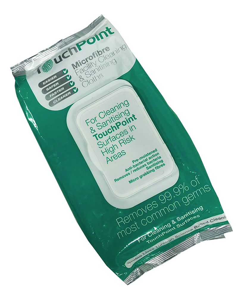 Other view of Interclean Touchpoint Microfibre Facility Sanitising Disposable Cloths - White - 20cm X 28cm - Pack of 50