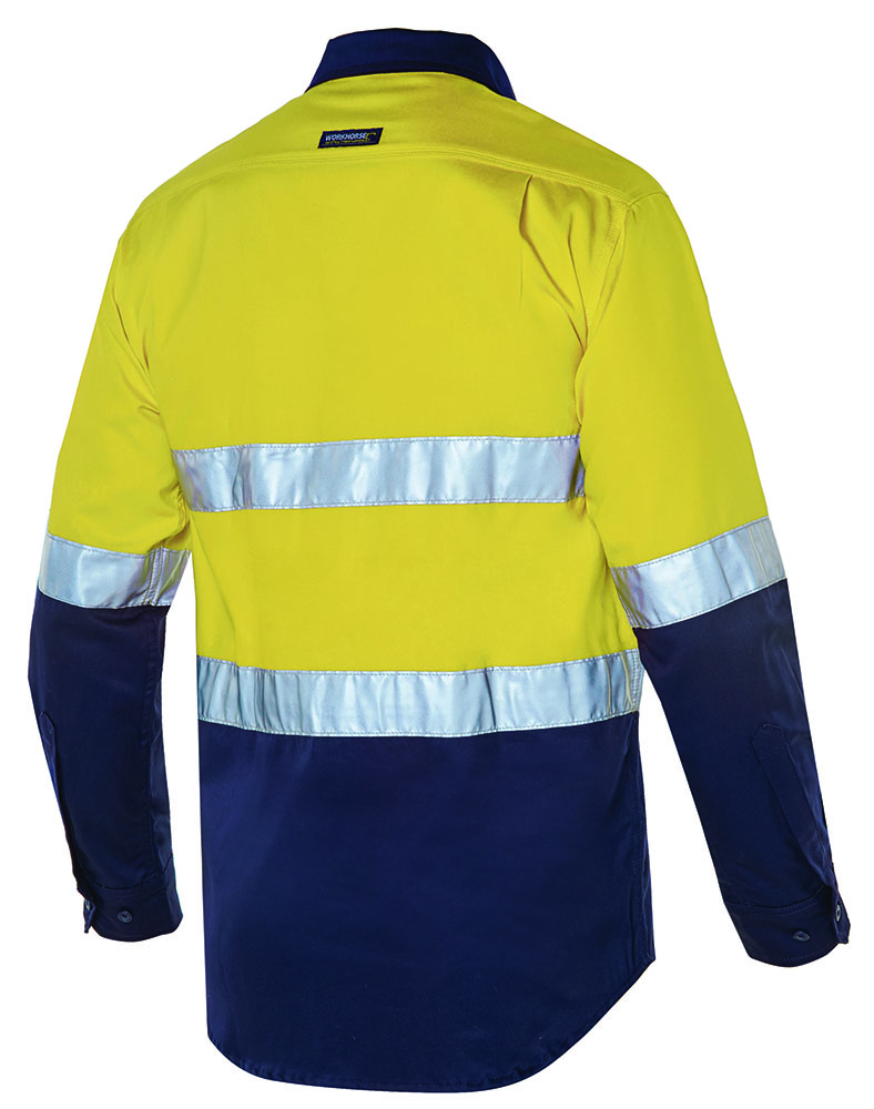 Other view of Workhorse MSH006 Shirt - Men - Two-Tone - High Visibility - Long Sleeve - Cotton - Yellow/Navy - 3XL