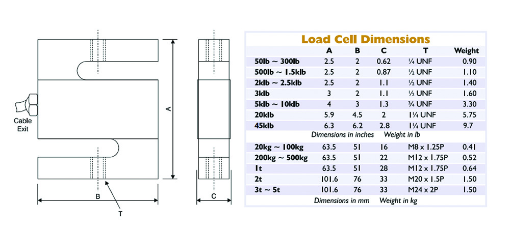 Other view of PT - PT4000-5000LB Universal S-Beam Load Cell - IP67 - Alloy Tool Steel - 3mV/V Output