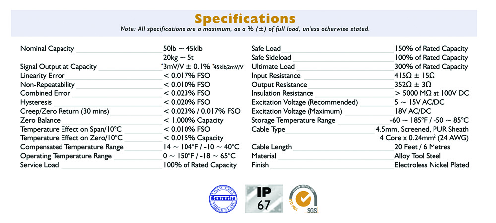 Other view of PT - PT4000-5000LB Universal S-Beam Load Cell - IP67 - Alloy Tool Steel - 3mV/V Output