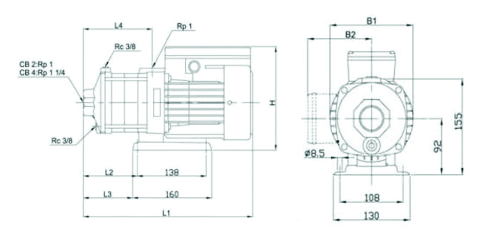 Other view of Pumpmaster 08381000230 CSS Series Pump - Horizontal Multistage - Single Phase - 2850RPM - 0.37kW - AISI 304