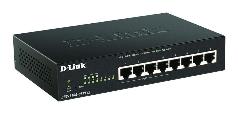 Other view of D-Link DGS-1100-08PLV2 8-Port Gigabit Smart Managed Switch with 4 PoE+ Ports PoE Budget 80W