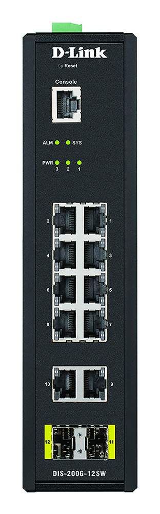 Other view of D-Link DIS-200G-12SW 12-Port Gigabit Industrial Smart Managed Switch with 10 1000BASE-T Ports and 2 SFP Ports