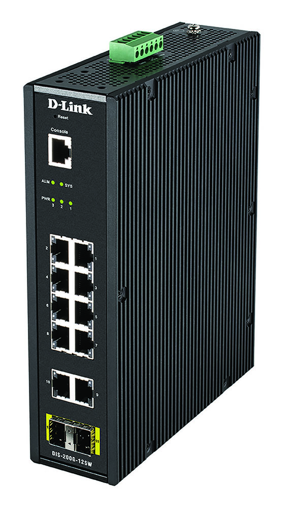 Other view of D-Link DIS-200G-12SW 12-Port Gigabit Industrial Smart Managed Switch with 10 1000BASE-T Ports and 2 SFP Ports