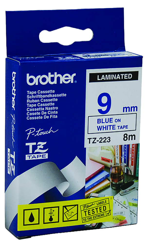 Other view of Brother TZE-223 Blue Text On White Tape - 8m - 9mm