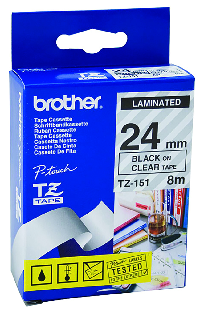 Other view of Brother TZE-151 Black Text On Clear Labelling Tape - 8m - 24mm