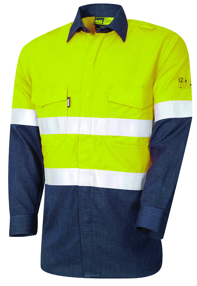 Other view of TRU WORKWEAR BW2590T1 Shirt - Fire Retardant - With Loxy™ Reflective Tape - 2-Tone - PPE2 - Yellow/Navy - 4XL