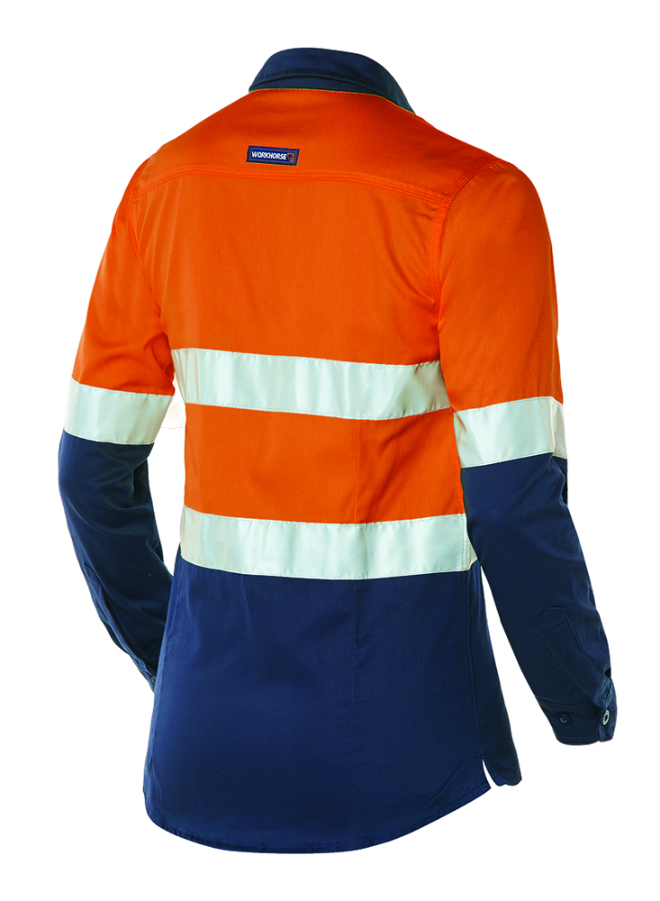 Other view of Workhorse WSH031 Shirt - Women - Two-Tone - High Visibility - Vented - Long Sleeve - Cotton - Orange/Navy - 20