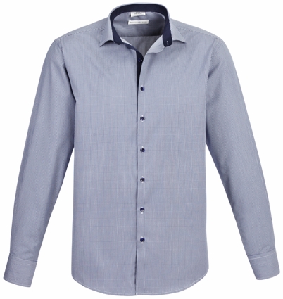 Other view of Biz Collection - Men's Yarn Dyed Check Shirt – Polyester - Cotton – Blue – Medium – S267ML – Edge – S267ML-BL-M