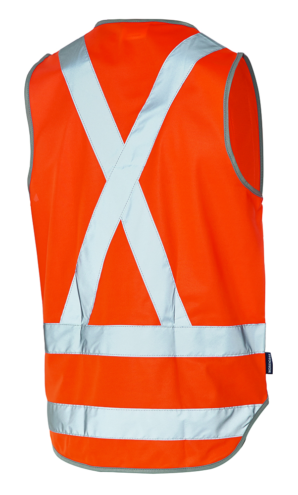 Other view of Workhorse MVE018 High Visibility Safety Vest - X-Back + Tail - Polyester Tricot - Orange - Small