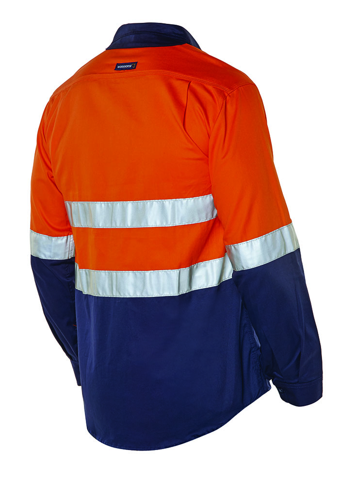 Other view of Workhorse MSH176 Shirt - Men - Two-Tone - High Visibility - Long Sleeve - Gusset Cuff - Cotton - Orange/Navy - XL