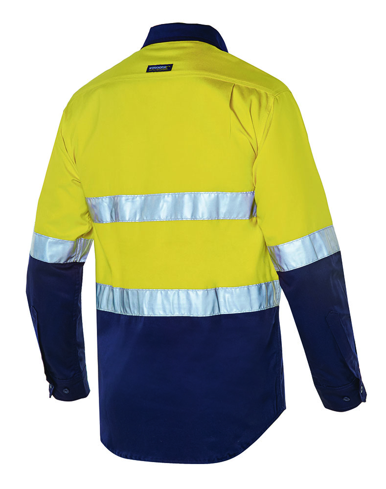 Other view of Workhorse MSH176 Shirt - Men - Two-Tone - High Visibility - Long Sleeve - Gusset Cuff - Cotton - Yellow/Navy - 3XL