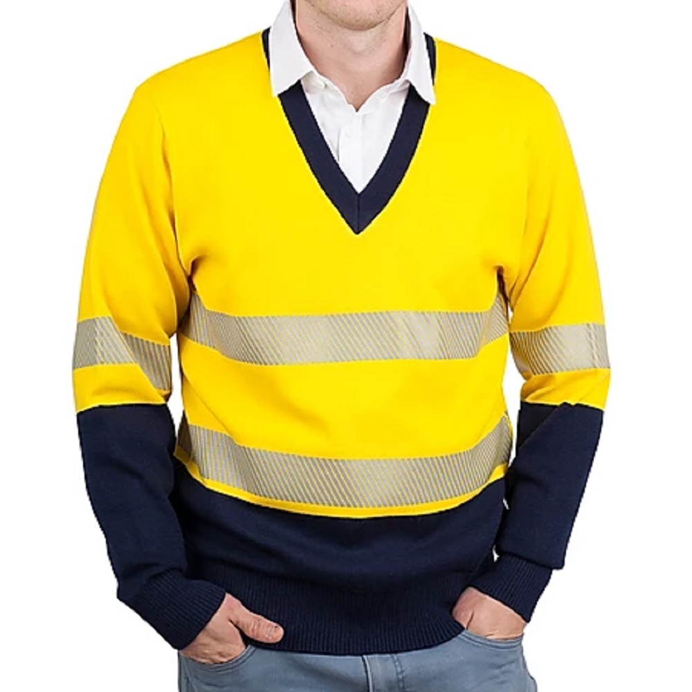 Other view of Elegant Knitting - Men's Jumper – Yellow/Navy – 24 – 06009