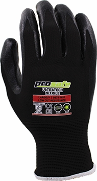 Other view of PROSAFE Ultratech W9673NBP General Purpose Gloves - 15 Gauge Liner - Non-Breathable Nitrile Palm Coat - Black - S