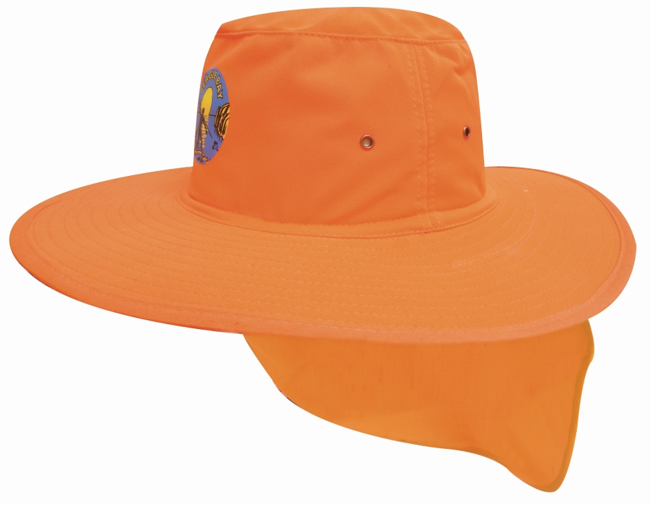 Other view of Sun Hat With Neck Flap – Canvas – Fluorescent Orange – Medium – 4055 – HEADWEAR