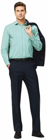 Other view of Men's Flat Front Pant – Polyester - Wool - Elastane – Navy – 117R – 74012 – Biz Corporates