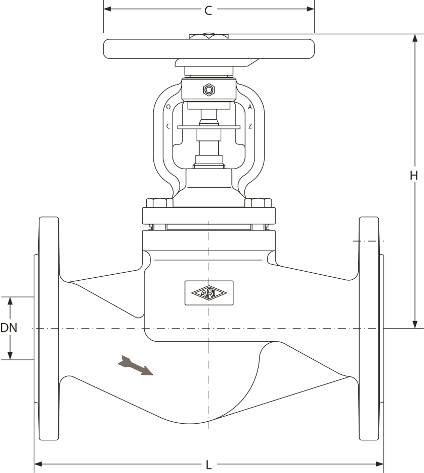 Other view of ARI-Armaturen VALVE GLOBE BELLOW SEAL DIN FLANGE DN20