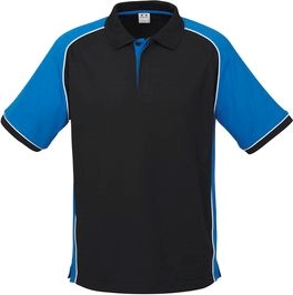 Other view of Men's Contrast Panel Polo T-Shirt – Polyester- Cotton Pique – Black/Royal Blue – Large – P10112 – Nitro – Biz Collection