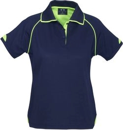 Other view of Ladies Polo T-Shirt – Cotton - Polyester – Navy/Fluorescent Lime – 14 – P29022 – Fusion Biz Cool™ – Biz Collection