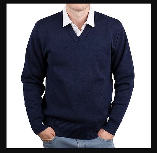 Other view of Men's Anti-Static Pullover – Merino Wool - Conductive Carbon Fibre – Navy – 32 – 449ASP – Elegant Knitting