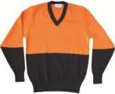 Other view of Men's Pullover With Reflective Tape – Wool – Orange/Navy – Large – WPWOOLPO – Elegant Knitting