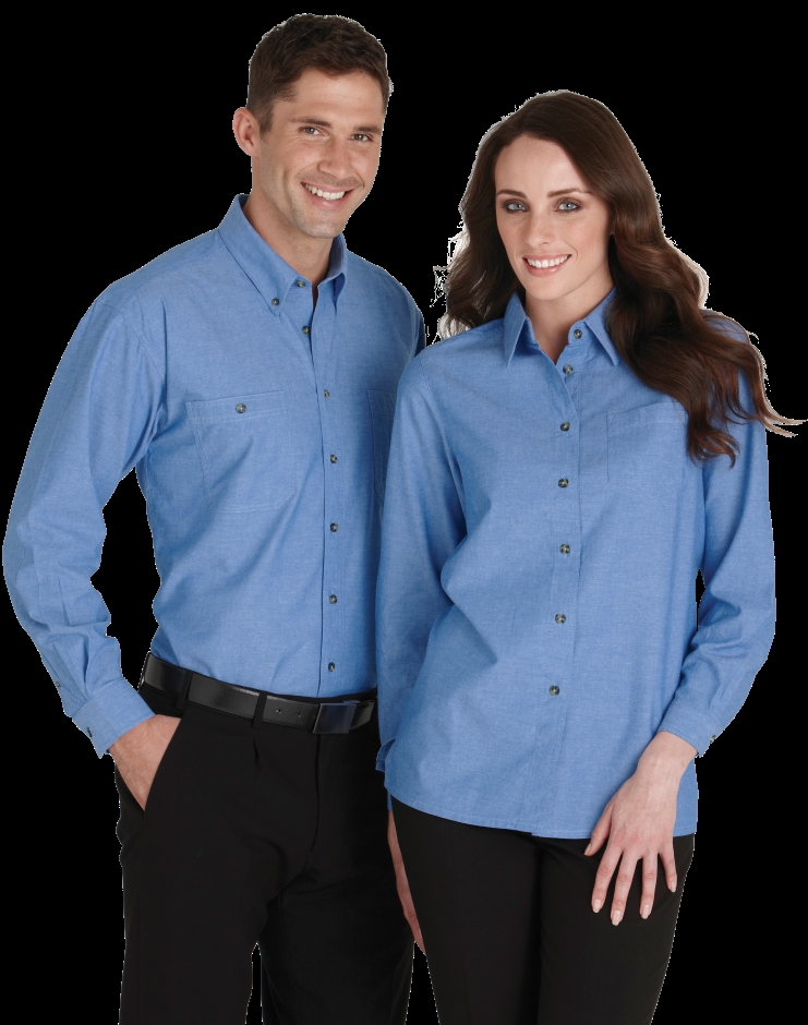 Other view of Bizcollection Ladies Wrinkle Free Shirt – Cotton – Chambray Blue – 12 – LB6201 – Biz Collection