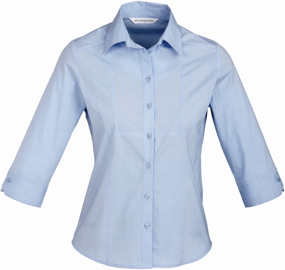 Other view of Bizcollection - Semi-Fitted Ladies Fine Stripe Shirt – Cotton - Polyester - Elastane – Blue Stripe – 20 – S122LT – Chevron