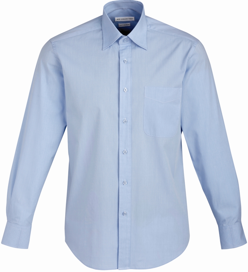 Other view of Classic Fit Men's Fine Stripe Shirt – Cotton - Polyester - Elastane – Blue Stripe – X-Large – S122ML – Chevron – Biz Collection