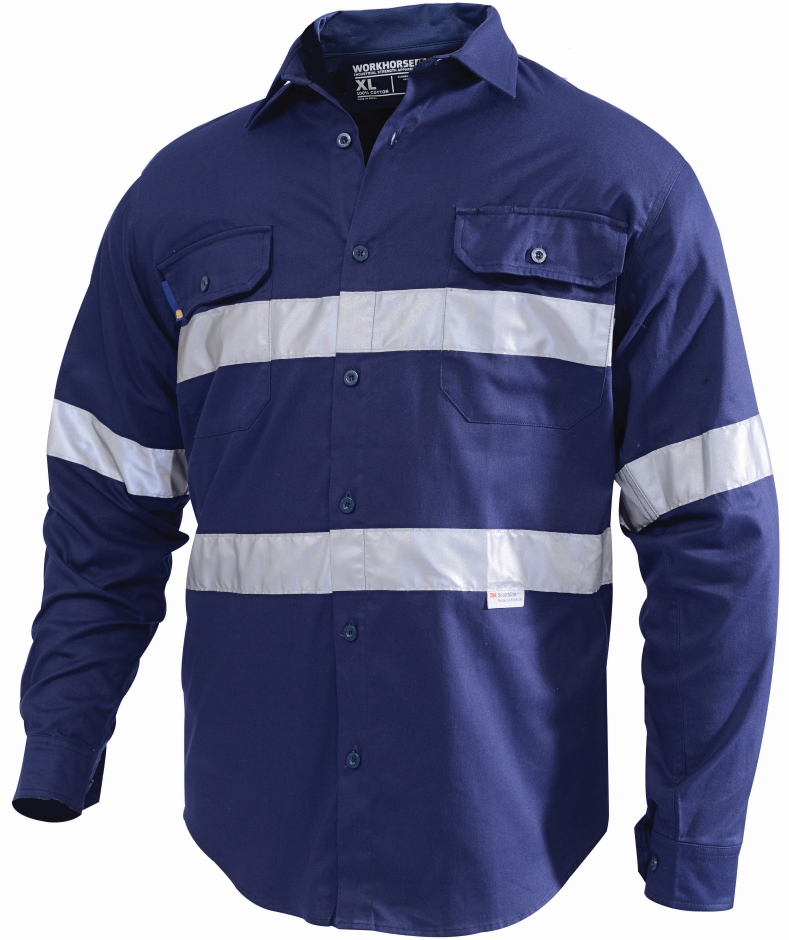 Other view of Workhorse MSH005 Shirt - Men - High Visibility - Long Sleeve - Cotton - Navy - S