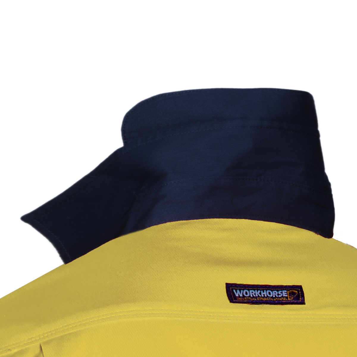 Other view of Workhorse MSH010 Men's Two-Tone High Visibility Shirt Gusset Cuff - Cotton - Yellow/Navy - 5XL