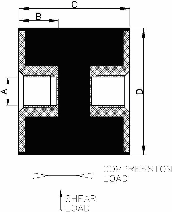 Other view of Silentbloc Mount - Stud - Rubber/Metal - Female - Metric - Zinc Plated - 152kg - 35mm - AB100-1010-FF-40