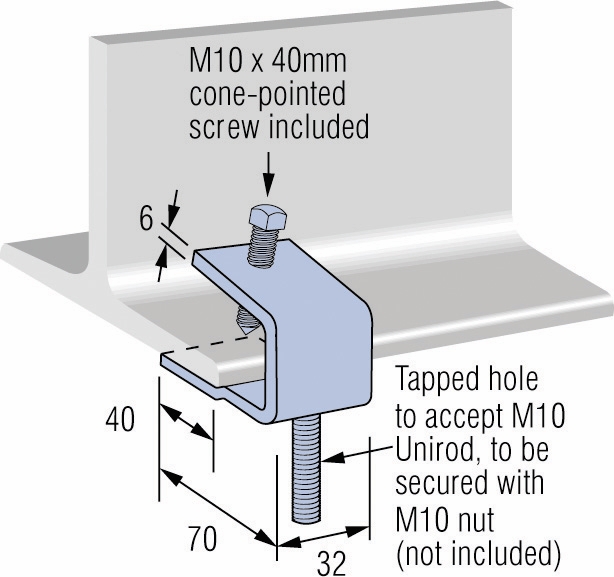 Other view of Unistrut P1270 - Clamp Beam - Stud - C-Type - Zinc Plated